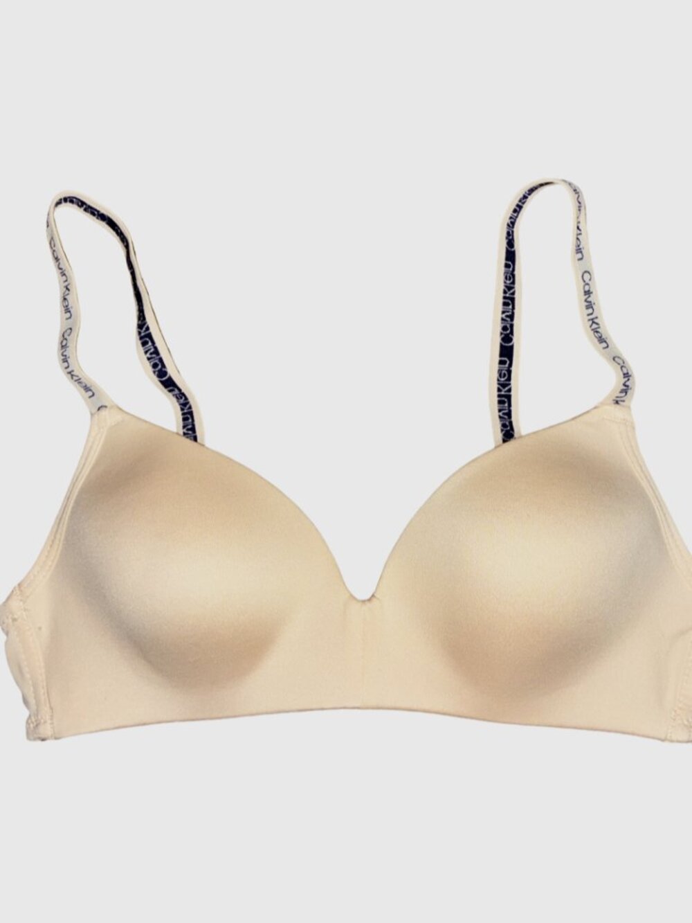 32A*Calvin Klein*NWOT*Beige-Colored Lined Bra--Calvin Klein Print Straps - Picture 3 of 9